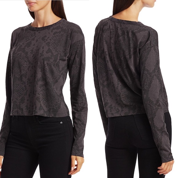 rag & bone Tops - Rag & Bone Snakekin-Print Cropped T-Shirt